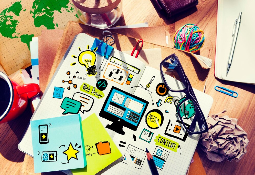 Inicio 4 aerial view website content layout design illustraion notebook 53876 167124